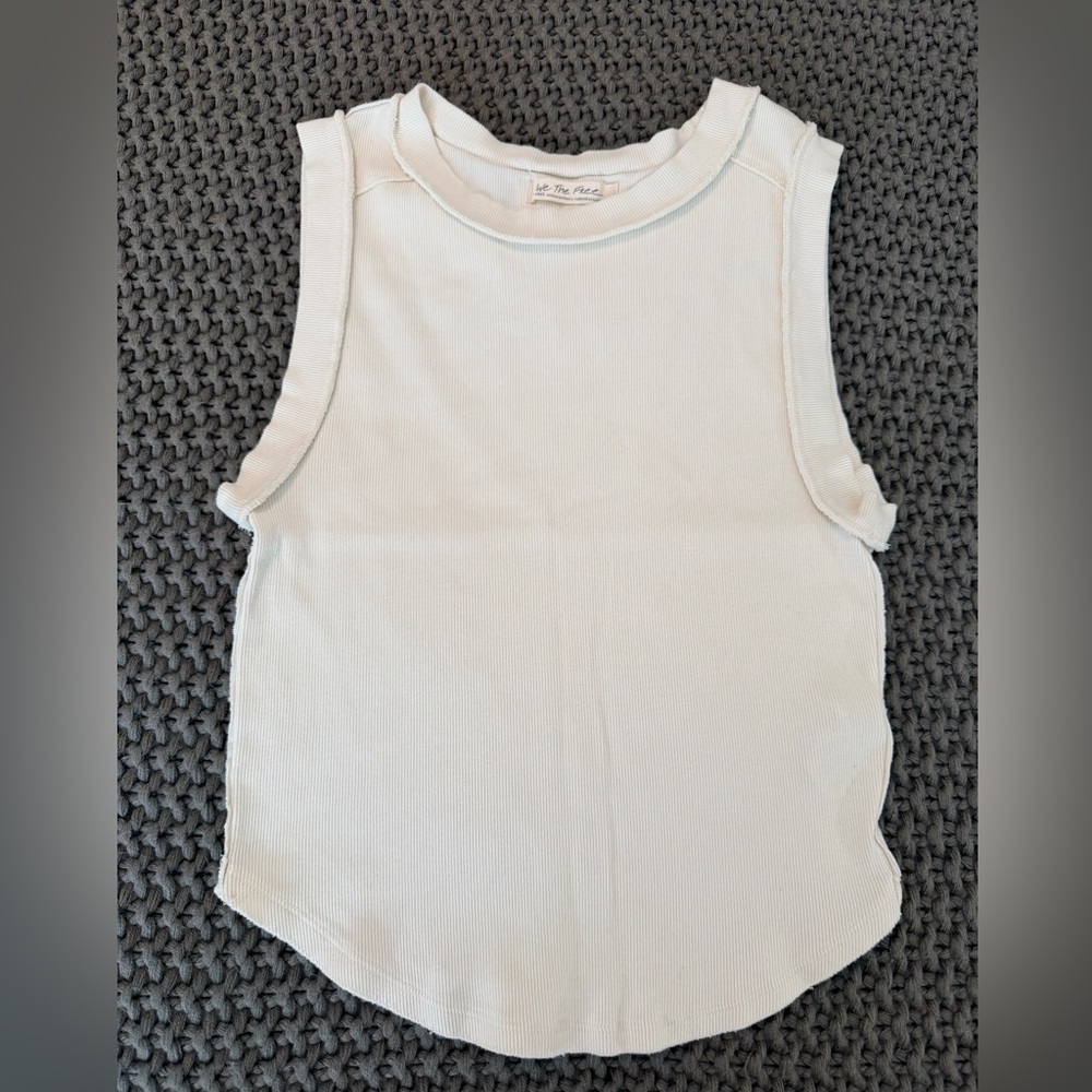 We The Free Cotton Ribbed Cream Tank Top